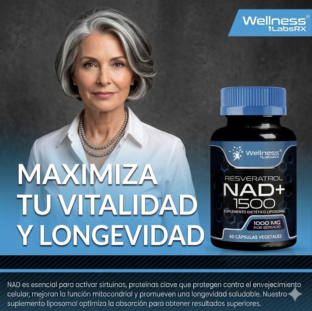 Suplemento liposomal NAD+ con resveratrol
