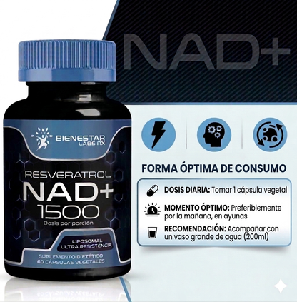 Suplemento liposomal NAD+ con resveratrol